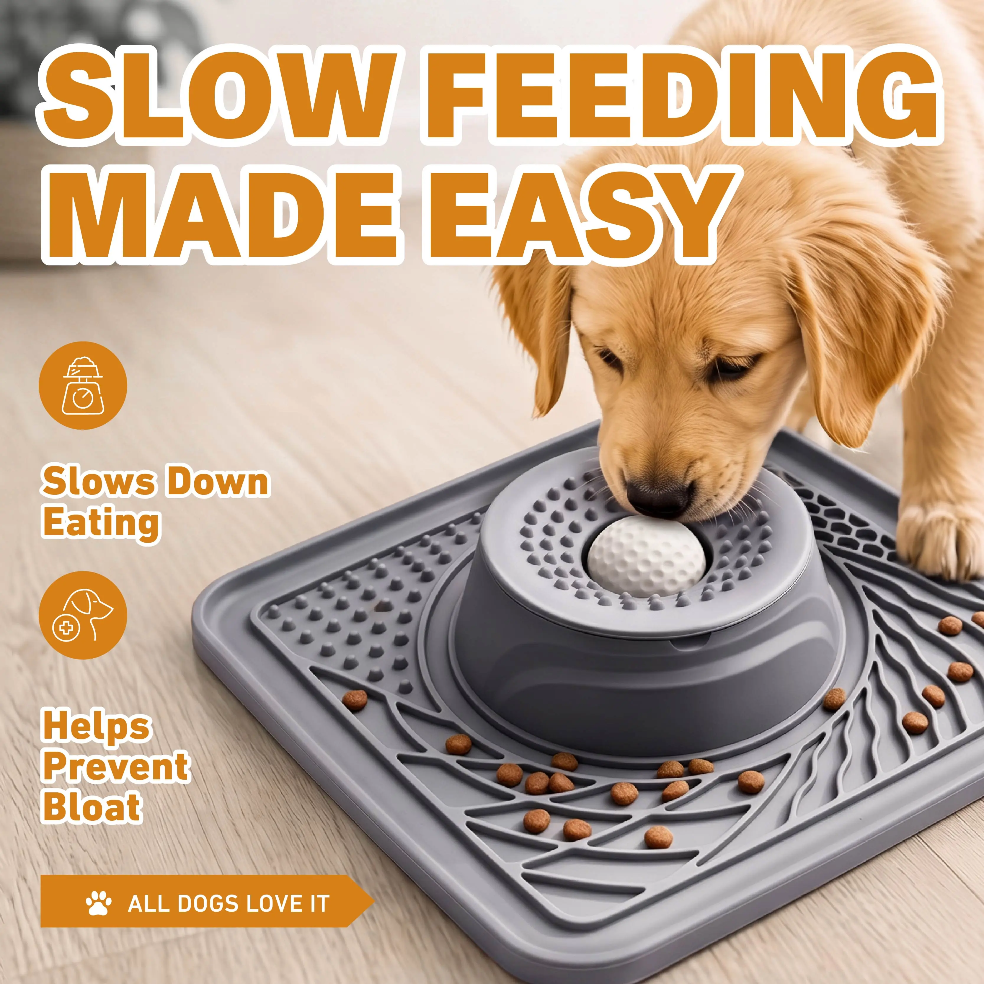 Portable Dog Slow Feeder Bowl - Interactive Anti-Choke Pet Feeding Mat with Lick Ball, Non-Slip Puzzle Dish for Small & Medium Dogs