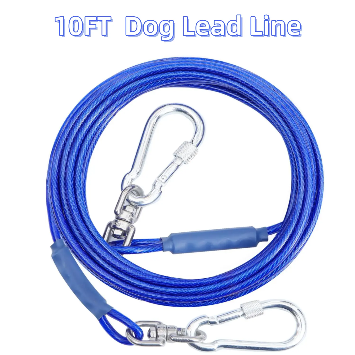 10FT Dog Tie Out Cable for Outside,Small Dog Runner Cable for Yard, Heavy Duty Dog Lead Line for Outdoor and Camping