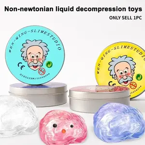 Einstein Crazy Geezer Iridescent Liquid Glass Slime - Non-Sticky Non-Drying Clear Crystal Non-Newtonian Putty, ASMR Stretchy Sensory Stress Relief Fidget Toy, Non-Toxic Creative Dopamine Desk Gift for Kids Adults Teens