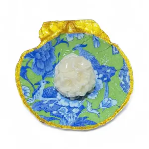 Blue Green Scallop Shell Trinket Dish with Soap
