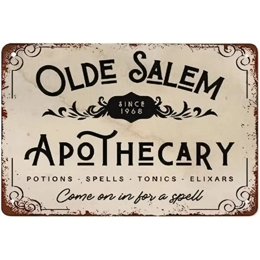 Vintage Halloween Witch Sign, Decorative Plaque, Retro Metal Aluminum Wall Art Decor, Rustic Effect for Coffee Shop, Cafe, Living Room Decoration, Home Decor Products
