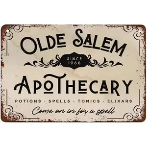 Vintage Halloween Witch Sign, Decorative Plaque, Retro Metal Aluminum Wall Art Decor, Rustic Effect for Coffee Shop, Cafe, Living Room Decoration, Home Decor Products