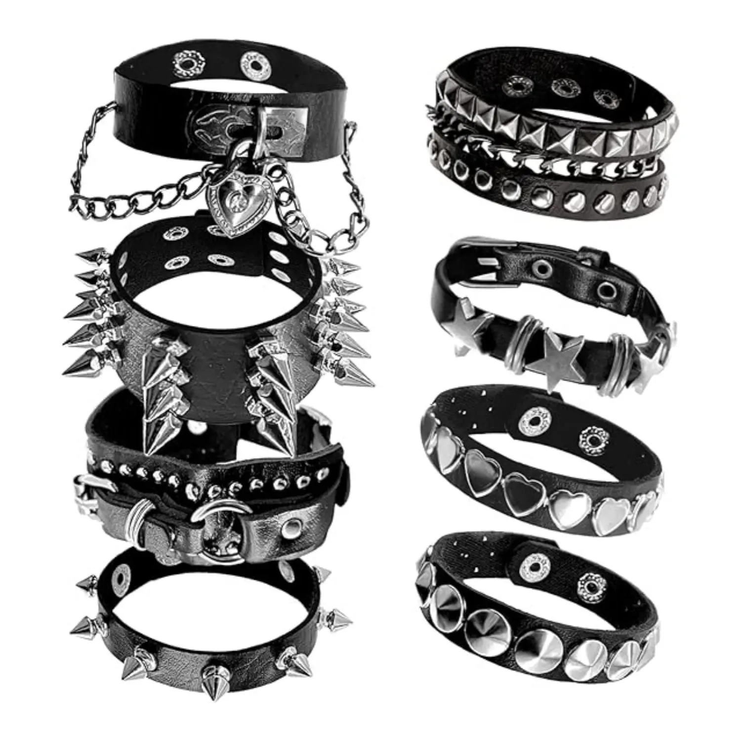 8Pcs Spiked Bracelets Bracelets Spike Bracelet Unisex,80S Cool Rock Style, A Must-Have For Parties, Music Festivals, And Motorcycle Enthusiasts - Home Improvement.