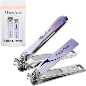 Nail Clippers Set, 2 in 1 Toenail Clippers Nail Clippers for Women, Ultra Sharp Stainless Steel Fingernail Nail Clippers for Men, Nail Cutter, Gifts for Women Men, Purple