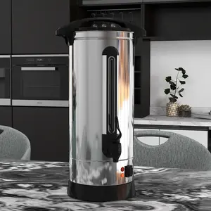 Garvee Commercial Coffee Urn, Large 10L/16L Capacity, Double-Wall Insulated Stainless Steel Percolator with Dripless Faucet and Water Level Gauge, Ideal for Weddings, Parties, Catering, and Buffets