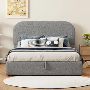 Teddy Fleece Full Size Upholstered Platform Bed with Hydraulic Storage System