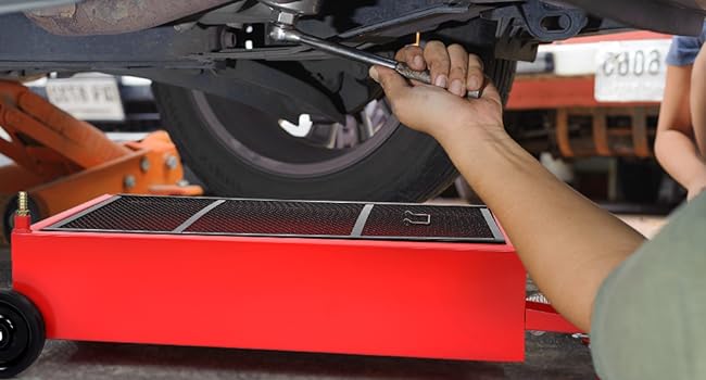 【Restock Sale】GARVEE 20 Gallon Electric Oil Drain Pan with 110V Pump & 8 Ft Hose, Low Profile & T Folding Handle Oil Drain Cart for Truck Cars SUVs