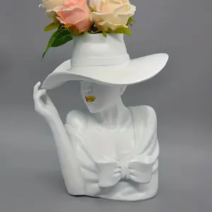 Vase, Creative Elegant Female Face Design, Home Office Activity Center Decorative Art Vase, Stylish Floral Arrangement Accessory