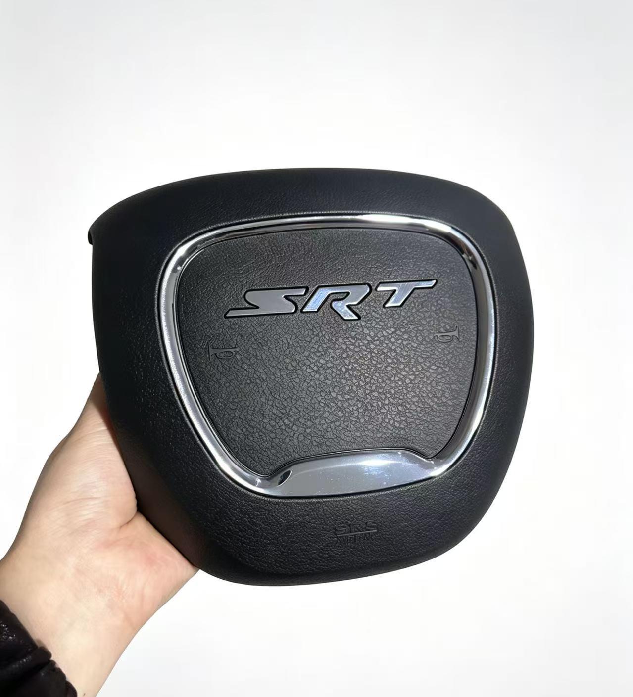 Custom Steering Wheel Center Cover Replacement Parts for Dodge Challenger, Charger R/T, Scat Pack, Durango SRT - 100% Fitment Guarantee, 392(Red Stitching Carbon Fiber), R/T(Red Wine Leather White Stitching Carbon Fiber), Aesthetic Upgrade, Custom Orders,