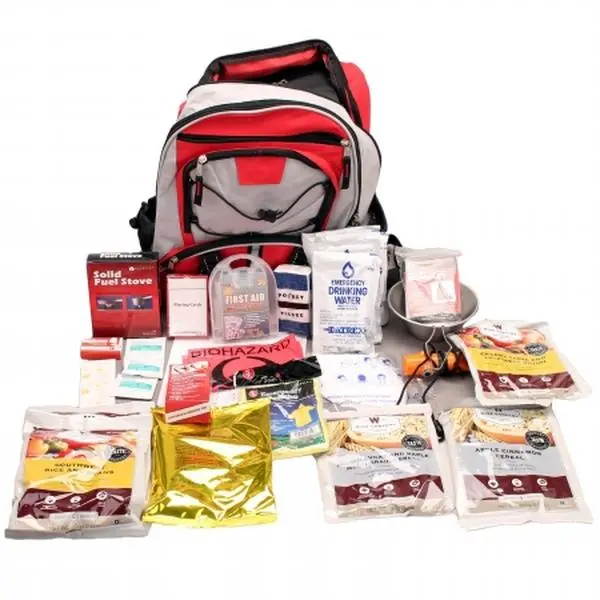Wise 01-621GSG 5-Day Survival Emergency Backpack - Red, with Playing Cards, Mylar Blanket, Portable Stove, 32 Servings of Gourmet Entrees, Stainless Steel Cup, Water Pouches, Creamy Pasta Southwest Beans and Rice