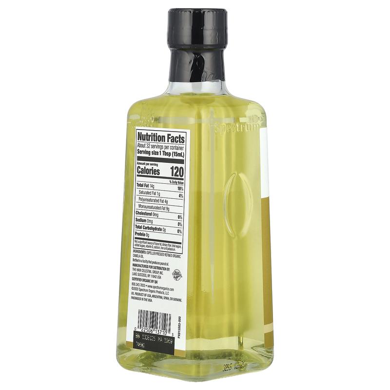 Spectrum Culinary Organic Canola Oil, Expeller Pressed, Refined, 16 fl oz (473 ml)