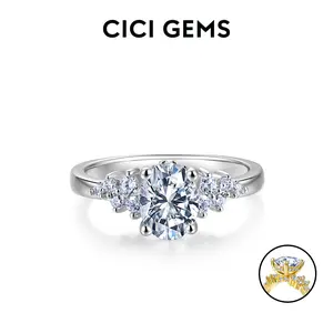 CICI GEMS 1.5CT Oval Cut Moissanite Hidden Halo Ring for Women D VVS1 18K Gold Plated Lab-Created Hypoallergenic Engagement Wedding Anniversary Gift Fine Jewelry