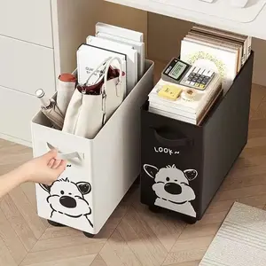 Cute Dog Design Mobile Storage Cart, Detachable Office Supplies Organizer, Stationery Organizer, / Handcart with Adorable Pattern, Desk Underneath Box
