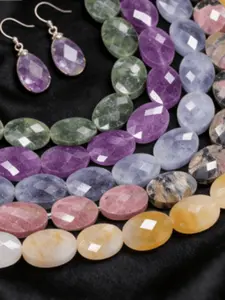 13x18mm Natural Stone Amethyst Opal Rose Quartz Faceted Oval Loose Spaced Beads for Jewelry Making DIY Bracelets Necklaces Earrings Crafts Women's Gifts