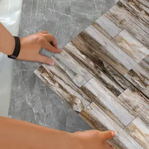 Rustic Distressed Wood Look Wood Grain Pattern Peel and Stick Durable PVC Floor Tiles, 5/10/20pcs 15.75x5.91in, Self Adhesive Waterproof Vintage Flooring