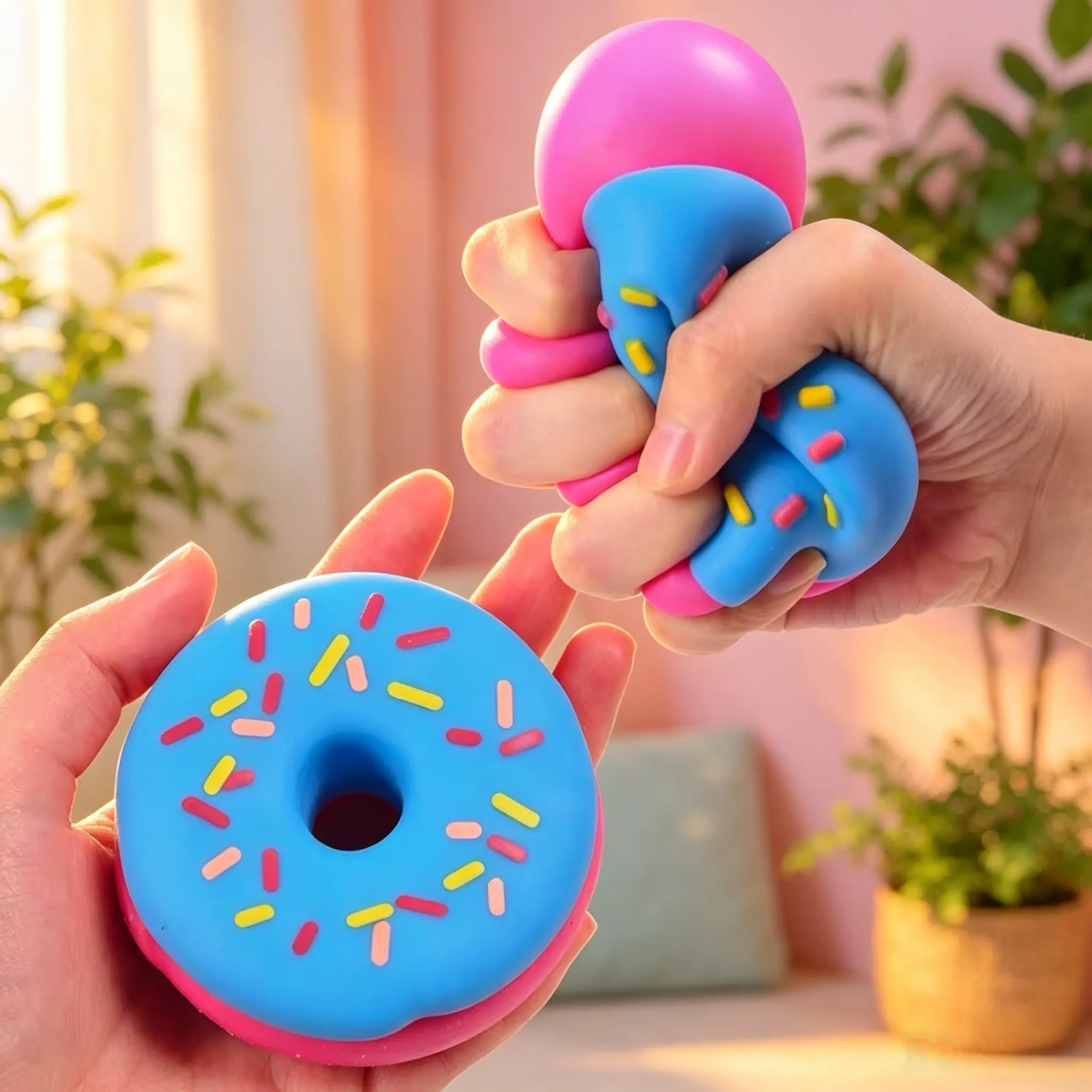 4 Colors Donut Squishy Stress Relief Artificial Handmade DIY D oughnutSensory Toys for Birthday Party Favors