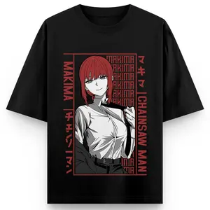 Chainsaw Man Makima Graphic T-Shirt – 100% Cotton Anime Short Sleeve Tee, Casual Streetwear Shirt