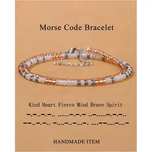 Inspirational Morse Code Beads Bracelet for Women Adjustable Size Hypoallergenic Layered Gift for Daughter Sister Niece Granddaughter Mom Best Friend