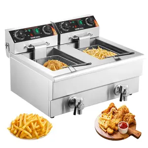【Father's Day】VEVOR Commercial Electric Deep Fryer Countertop Deep Fryer with Dual Tanks 3000W