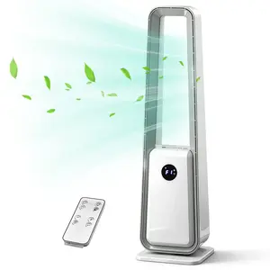 Oscillating Bladeless Tower Fan, LED Display Cooling Fan with Remote Control, 3 Mode Quiet Fan with Timer for Bedroom Living Room