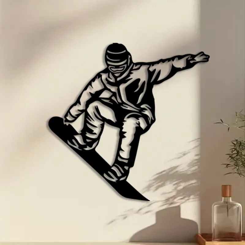 1pc Snowboarding Metal Wall Art, Snowboarding Statue Mural, Perfect for Office Wall, Living Room Wall, Bedroom Wall, Winter Sports Decor, Ideal Gift for Snowboarders, Anti-Corrosion Metal