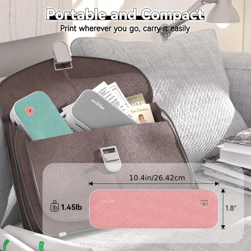 NEW-Portable Thermal Printer - Compact A4 Inkless Printer with 1 Roll of Thermal Paper - Supports 8.26"x11.69" Printing, Android and iOS Compatibility, Long-Lasting Folding Paper, and Document Transfer Capability