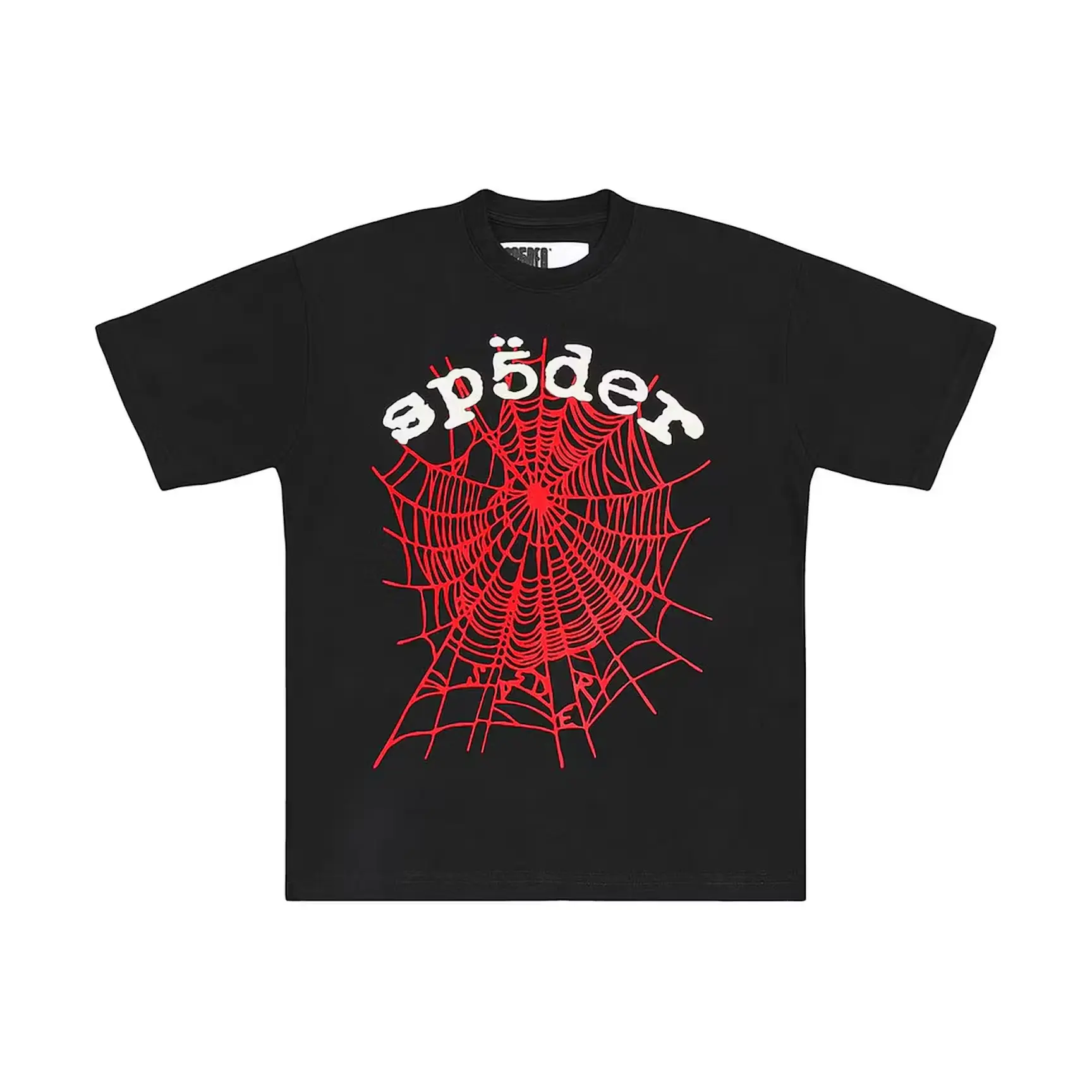 Vintage Red Web Graphic Heavyweight T-Shirt Unisex Streetwear Tee Black