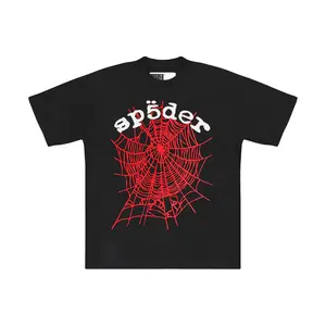 Vintage Red Web Graphic Heavyweight T-Shirt Unisex Streetwear Tee Black