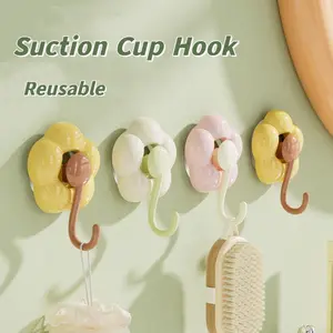 4PCS Sunflower Flower Suction Cup Hook No Punch No Trace Vacuum Kitchen Hanger Living Room Bathroom Strong Adhesive Hook