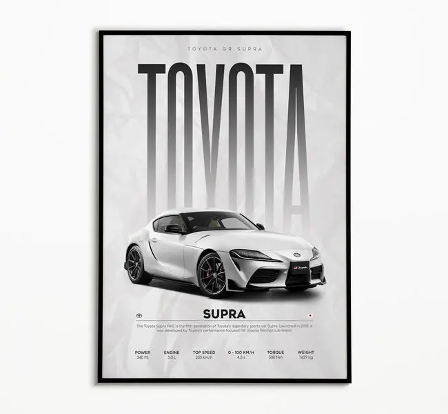 Toyota Supra Poster | Hyper Car Poster | Super Car Print | Art Print | Poster | Home Decor | Wall Decor
