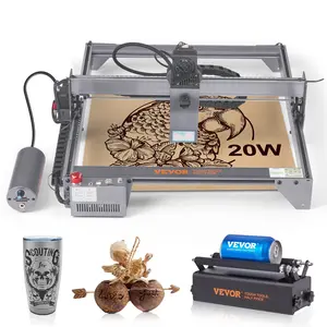 Summervibes VEVOR Laser Engraver, 20W Output Laser Engraving Machine, 15.7x 15.7 Large Working Area, 10000mm/min Movement Speed, Compressed Spot with Rotary Roller, Laser Cutter for Wood, Certain Metal