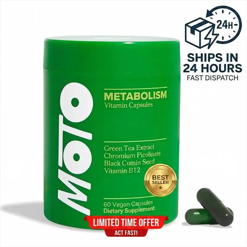 MOTO Metabolism Vitamin Capsules I 60 Vegetarian Capsules I Contains Green Tea Extract + Vitamin B12