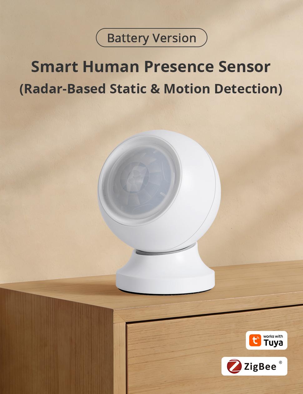 Zemismart Zigbee Human Presence Sensor Battery Version Sensor Smart Body Detector Home Security System works with Tuya