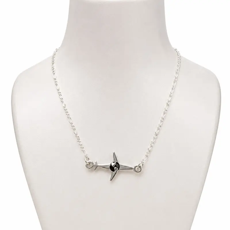 925 Silver Accessory Necklace, Elegant Chain with Airplane Jewelry Pendant, 18cm Length Necklace Pendant, Everyday, Necklace Chain, Fashion Necklace