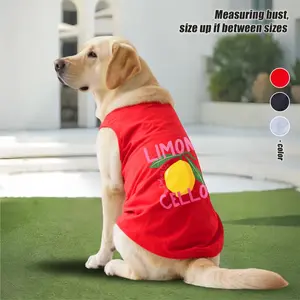 3XL-6XL Summer Sleeveless Dog Tank Top Shirt - Fresh Lemon Print, Minimalist Pullover Design, Sun Protection Cooling Vest for Golden Retrievers, Labradors, Alaskan Malamutes & Other Large/Medium Dogs (Black, White, Red)