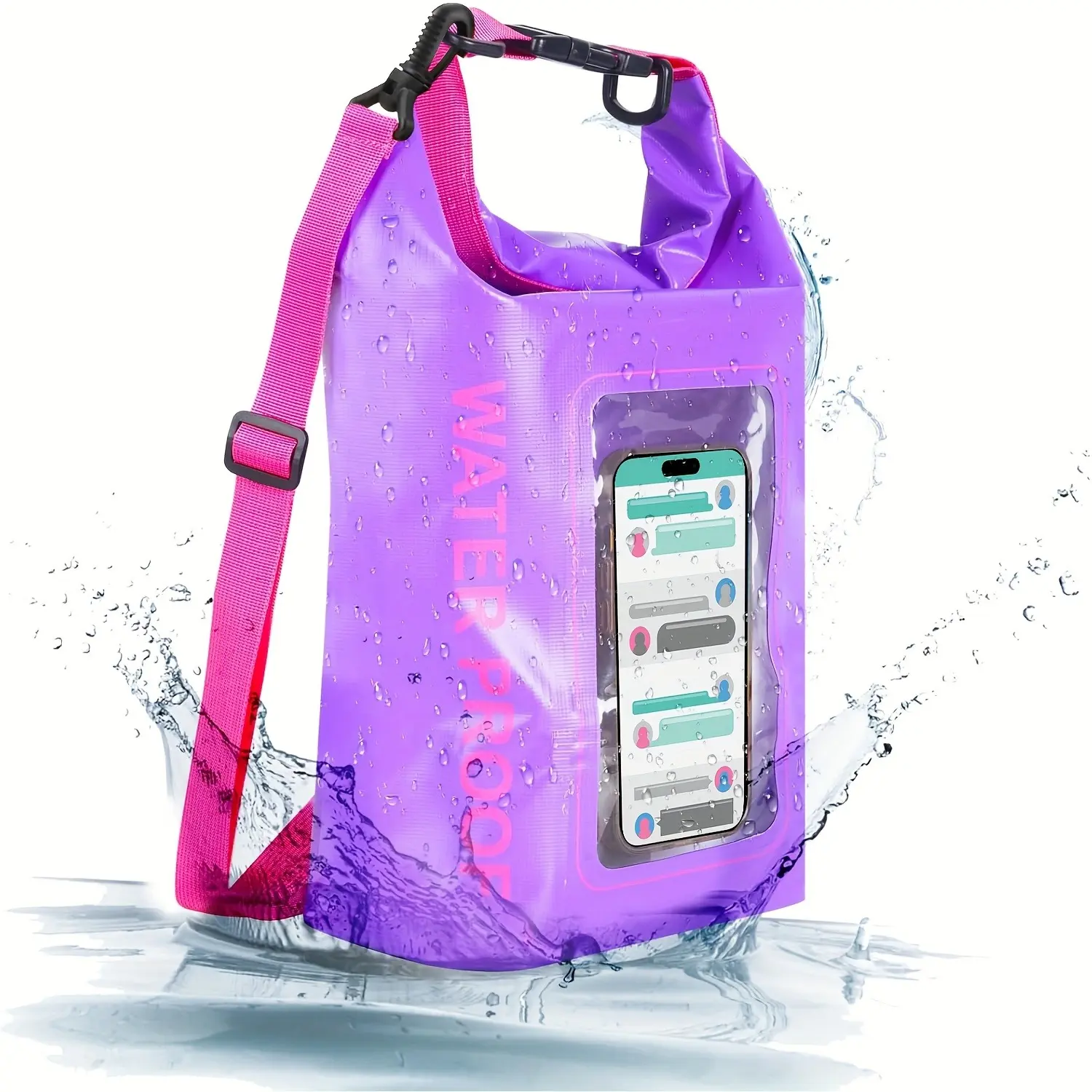 1.32 Gallon (5L) High-Quality Outdoor Dry Bag with Roll-Top Waterproof Design, Phone Pocket, Adjustable Straps for Kayaking, Surfing, Camping, and Fishing Dry Bags Waterproof Boating Accessory