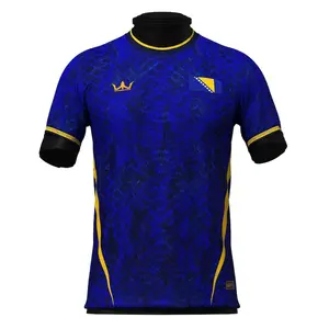 Bosnia Herzegovina Natl Soccer Fan Jersey 2026 Blue Dragon Scale Home Gold Crown White Star Away Unisex Loose Casual Street Style Fall Winter Tee