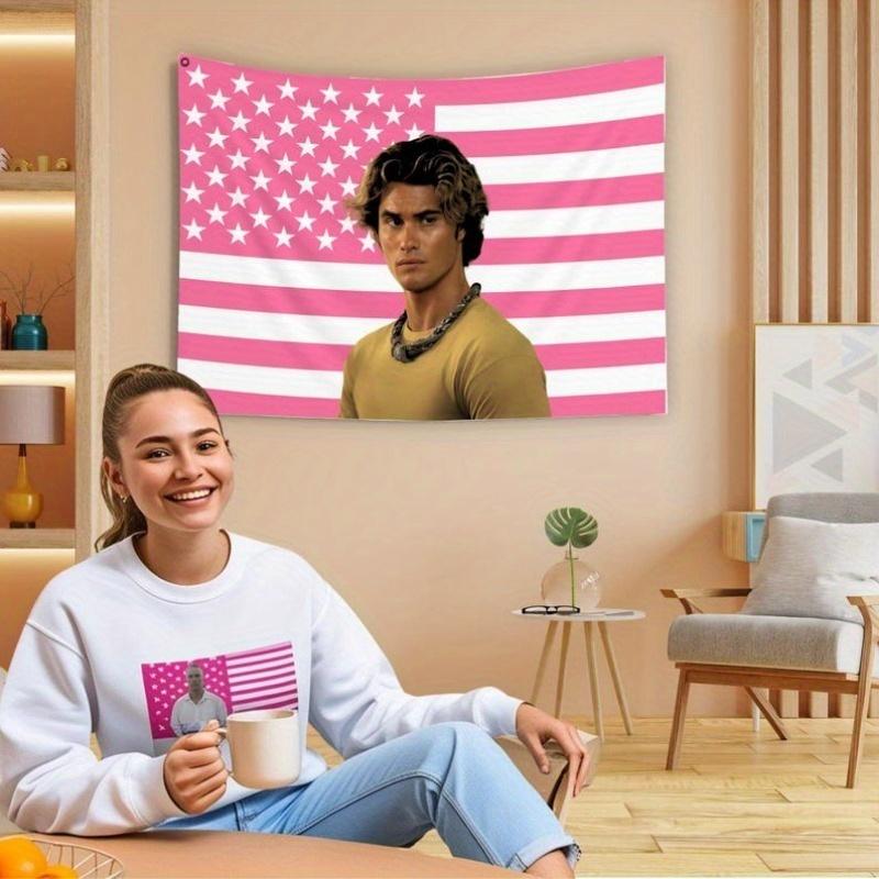 John B |     Pink Flag |     Chase Stokes Photo |     Pink USA America Flag |     Outer Banks Fan Art Home Decor |     OBX Merch(3X5)