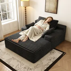 Chaise Lounge Chair Indoor, Oversized Upholstered Sofa Bed, Sleeper Couch Reading Chairs Fluffy Plush Faux Fur Cloud Sofas Couches for Living Room,