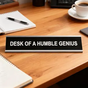 Desk of A Humble Genius  Funny Novelty Desk Signs for Office Nameplate Office Decor Desk Plaque Men Women