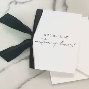 Bridesmaid & Maid of Honor Proposal Card with Silk Ribbon – Personalized Gift, Matron Of Honor, Flower Girl
