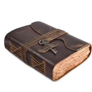 Leather Bound Journal 200 Pages Handmade Deckle Edge Watercolor Paper 6X4 Inches