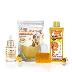 All good products in the turmeric skin - beautifying series: four - piece set, facial essential oil, soap, cleansing tablets and massage oil