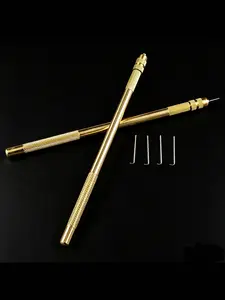 Copper gold-colored handle pull strap needle-attached wig making kit, wig making ventilation needle