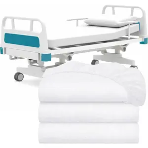 Fitted Hospital Bed Sheets Set of 3, Cotton Fitted Sheet with 200 Thread Count, Soft Standard Sheets for Hospital Bed Size: 36" x 80" x 9"