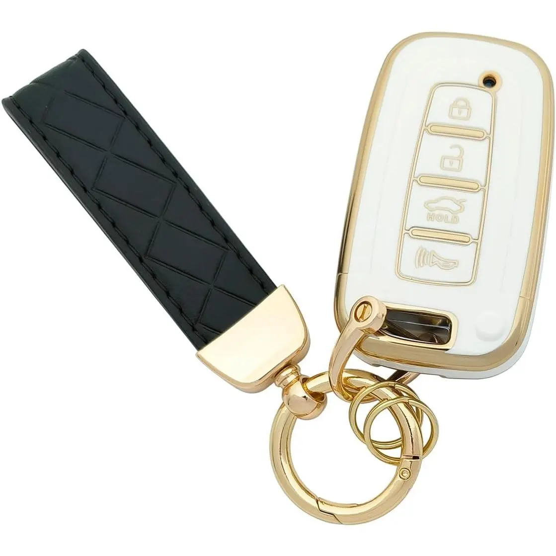 TPU Protective Key Fob Cover Case fit for Hyundai 2011-2015 Sonata Azera 2012-2013 Elantra 2009-2014 Genesis Key Fob Compatible with Kia 2011-2013 Optima Soul (SY5HMFNA04) (White)