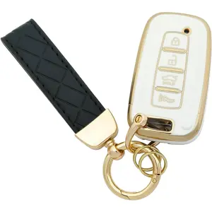 TPU Protective Key Fob Cover Case fit for Hyundai 2011-2015 Sonata Azera 2012-2013 Elantra 2009-2014 Genesis Key Fob Compatible with Kia 2011-2013 Optima Soul (SY5HMFNA04) (White)