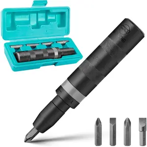 1/2 Inch Hand Impact Driver Set, Manual Reversible Impact  Set, S2 Steel Bits, 5-, for Tighten/Loosen Rusted or Frozen Fasteners, Organized in Storage Case