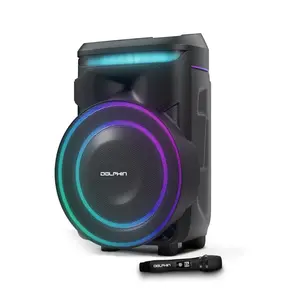 Dolphin SP-1800RBT KnightWave 18” Bluetooth Party Speaker 100W RMS, Wireless Mic, WaveSync, X-BASS, LED Lights, USB/SD/AUX/FM, Portable PA System