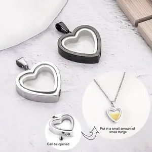 Quality Stainless Steel Cremation Keepsake Patterned Glass Heart Pendant Necklace